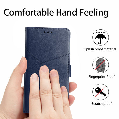 PU Leather Anti-fingerprint Y-shaped Lines Imprinting Soft TPU Inner Shell Phone Cover with Wallet Stand Feature for Motorola Edge X30