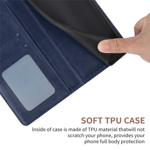 PU Leather Anti-fingerprint Y-shaped Lines Imprinting Soft TPU Inner Shell Phone Cover with Wallet Stand Feature for Motorola Edge X30