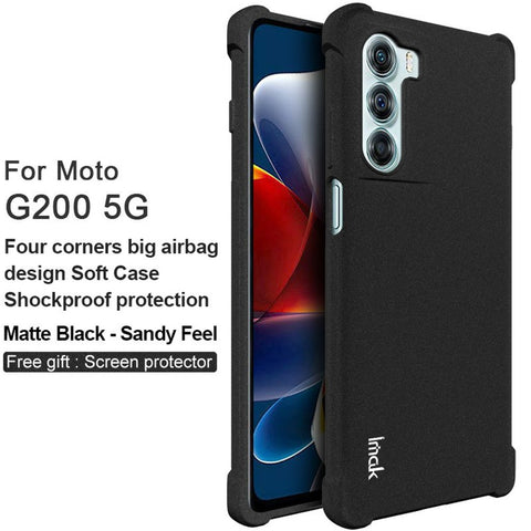 IMAK For Motorola Moto G200 5G/Edge S30 5G Four Corner Airbags Impact-resistant TPU Case Matte Phone Cover with Screen Protector
