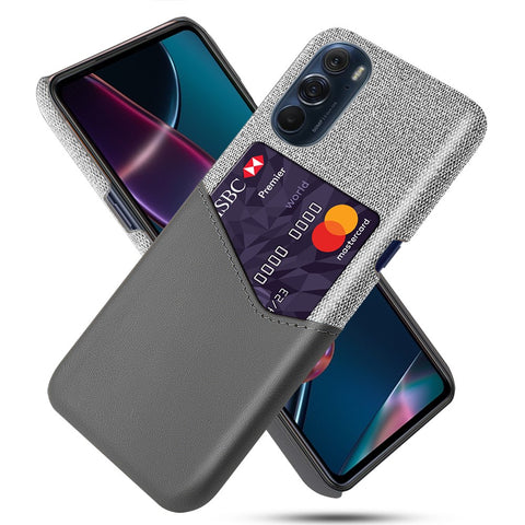 For Motorola Edge X30 Anti-scratch Card Holder Design Cloth + PC + PU Leather Back Cover Case