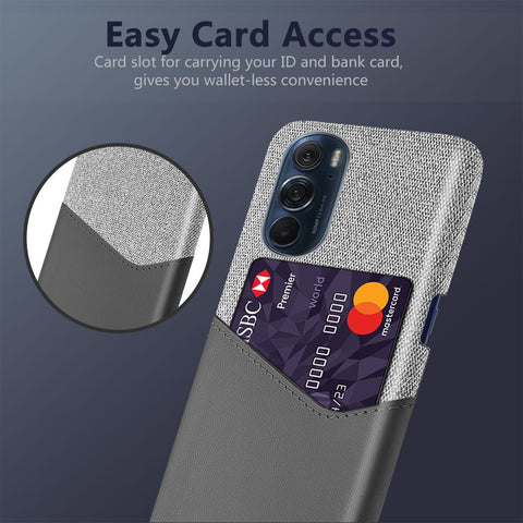 For Motorola Edge X30 Anti-scratch Card Holder Design Cloth + PC + PU Leather Back Cover Case