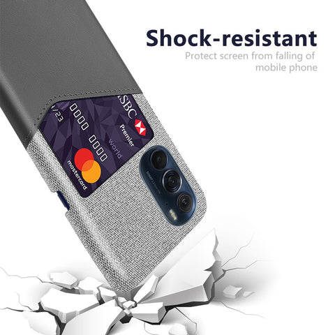 For Motorola Edge X30 Anti-scratch Card Holder Design Cloth + PC + PU Leather Back Cover Case
