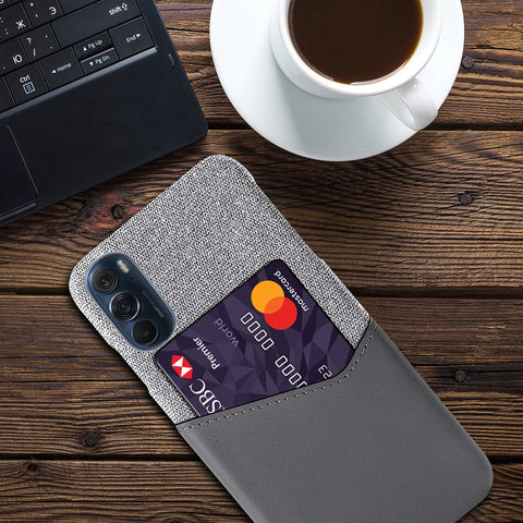 For Motorola Edge X30 Anti-scratch Card Holder Design Cloth + PC + PU Leather Back Cover Case