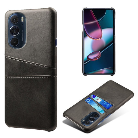For Motorola Edge X30 Soft Flexible PU Leather Coated Hard PC Slim Phone Case with 2 Card Slots Holder