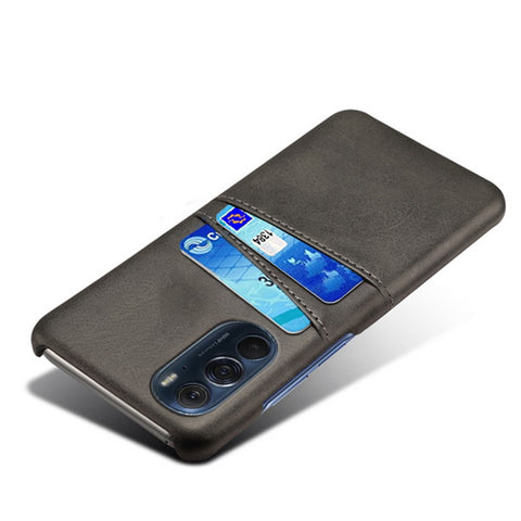 For Motorola Edge X30 Soft Flexible PU Leather Coated Hard PC Slim Phone Case with 2 Card Slots Holder