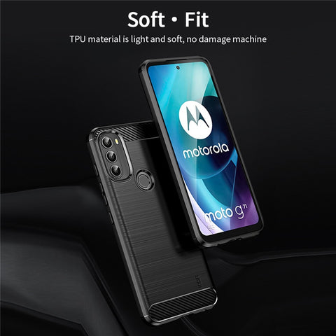 MOFI for Motorola Moto G71 5G Carbon Fiber Texture Stylish Phone Shell Brushed Surface TPU Phone Case