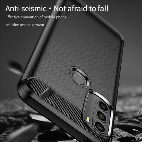 MOFI for Motorola Moto G71 5G Carbon Fiber Texture Stylish Phone Shell Brushed Surface TPU Phone Case