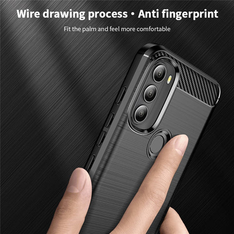 MOFI for Motorola Moto G71 5G Carbon Fiber Texture Stylish Phone Shell Brushed Surface TPU Phone Case