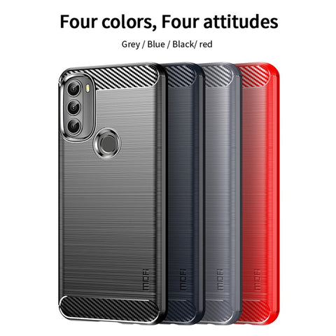 MOFI for Motorola Moto G71 5G Carbon Fiber Texture Stylish Phone Shell Brushed Surface TPU Phone Case