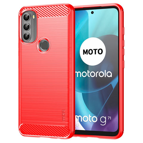 MOFI for Motorola Moto G71 5G Carbon Fiber Texture Stylish Phone Shell Brushed Surface TPU Phone Case