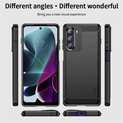 MOFI for Motorola Moto G200 5G/Edge S30 Carbon Fiber Texture TPU Phone Cover Lightweight Brushed Surface Phone Case