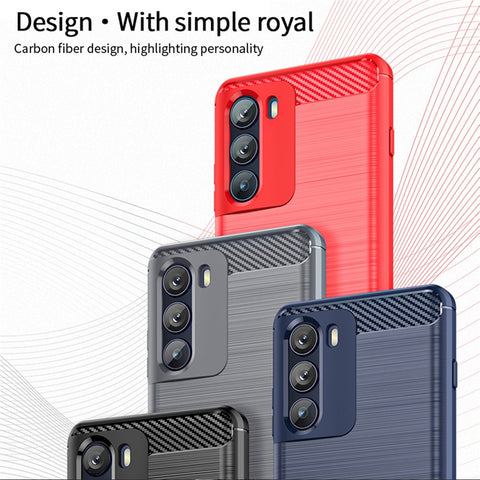MOFI for Motorola Moto G200 5G/Edge S30 Carbon Fiber Texture TPU Phone Cover Lightweight Brushed Surface Phone Case