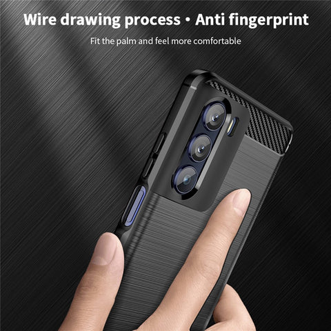 MOFI for Motorola Moto G200 5G/Edge S30 Carbon Fiber Texture TPU Phone Cover Lightweight Brushed Surface Phone Case