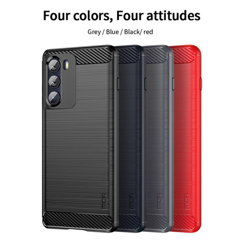 MOFI for Motorola Moto G200 5G/Edge S30 Carbon Fiber Texture TPU Phone Cover Lightweight Brushed Surface Phone Case