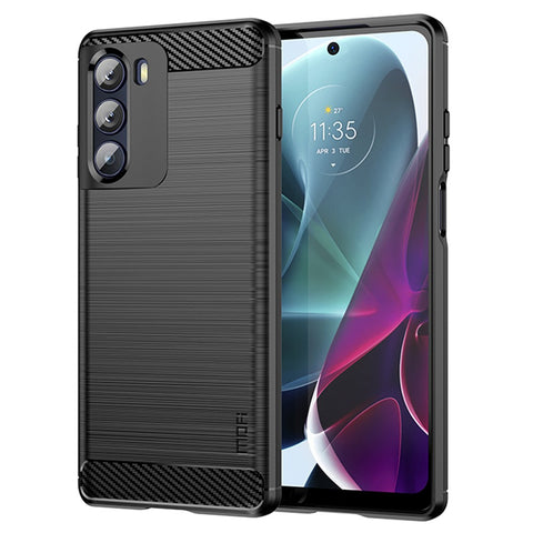MOFI for Motorola Moto G200 5G/Edge S30 Carbon Fiber Texture TPU Phone Cover Lightweight Brushed Surface Phone Case
