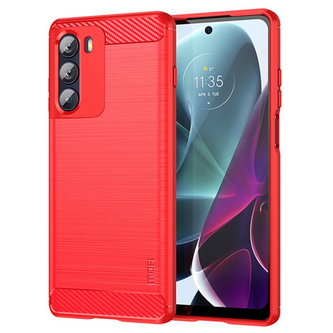 MOFI for Motorola Moto G200 5G/Edge S30 Carbon Fiber Texture TPU Phone Cover Lightweight Brushed Surface Phone Case
