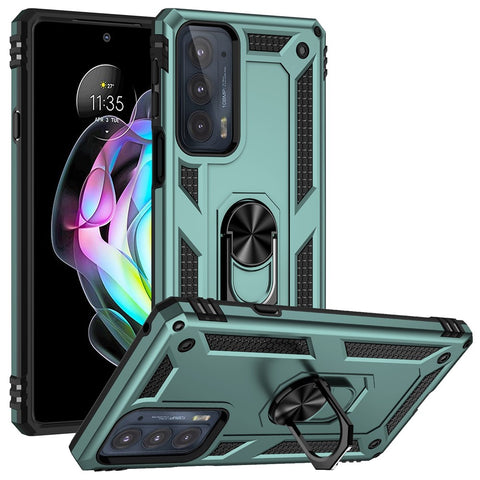 For Motorola Edge 20 Integrated Rotating Ring Kickstand Hybrid Cell Phone Case Military Grade Protection