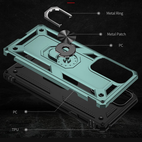 For Motorola Edge 20 Integrated Rotating Ring Kickstand Hybrid Cell Phone Case Military Grade Protection