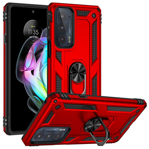 For Motorola Edge 20 Integrated Rotating Ring Kickstand Hybrid Cell Phone Case Military Grade Protection