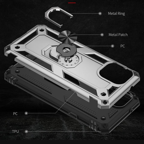 For Motorola Edge 20 Lite Adjustable Ring Kickstand PC + TPU Hybrid Cell Phone Case Full Protection