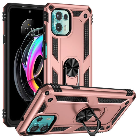 For Motorola Edge 20 Lite Adjustable Ring Kickstand PC + TPU Hybrid Cell Phone Case Full Protection