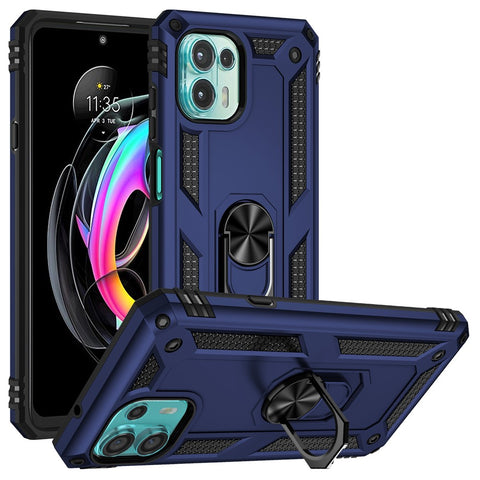 For Motorola Edge 20 Lite Adjustable Ring Kickstand PC + TPU Hybrid Cell Phone Case Full Protection