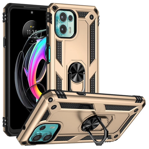 For Motorola Edge 20 Lite Adjustable Ring Kickstand PC + TPU Hybrid Cell Phone Case Full Protection