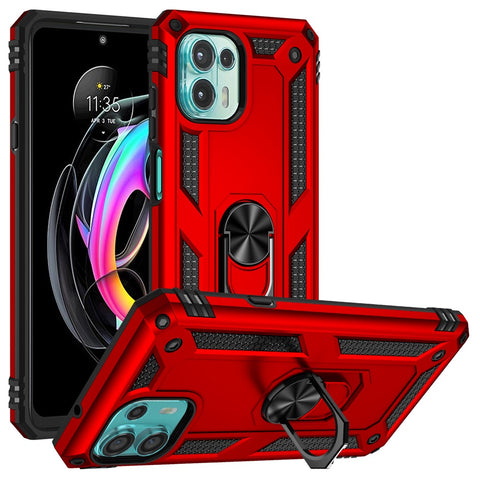 For Motorola Edge 20 Lite Adjustable Ring Kickstand PC + TPU Hybrid Cell Phone Case Full Protection