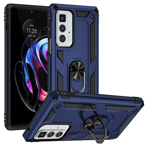 For Motorola Edge 20 Pro Military Grade Protection Hybrid Cell Phone Case 110-Degree + 360-Degree Rotating Ring Kickstand