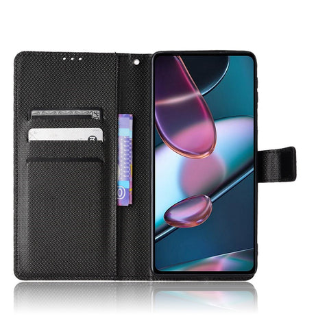 For Motorola Edge X30/Motorola Edge X30 Pro(Motorola Edge+ (2022) Diamond Texture PU Leather Protective Case Foldable Stand Phone Wallet Cover Shell