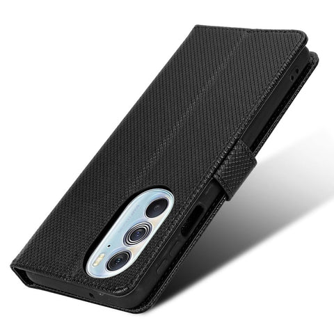 For Motorola Edge X30/Motorola Edge X30 Pro(Motorola Edge+ (2022) Diamond Texture PU Leather Protective Case Foldable Stand Phone Wallet Cover Shell