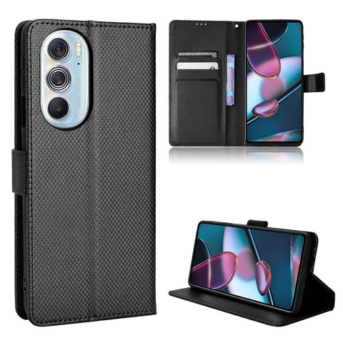 For Motorola Edge X30/Motorola Edge X30 Pro(Motorola Edge+ (2022) Diamond Texture PU Leather Protective Case Foldable Stand Phone Wallet Cover Shell