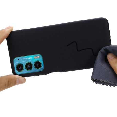 For Motorola Edge 20 Liquid Silicone Phone Case Soft Microfiber Lining Cellphone Back Cover with Strap