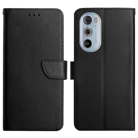 For Motorola Edge 30 Pro (Motorola Edge+ (2022)) All-inclusive Protection Nappa Texture Wallet Case Genuine Leather Phone Shell with Stand