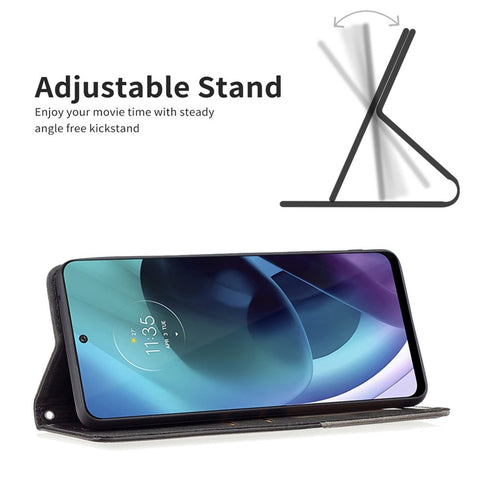 For Motorola Edge X30 / Edge 30 Pro (Motorola Edge+ (2022)) Leather Case with Card Holder Imprinting Pattern Phone Stand Cover