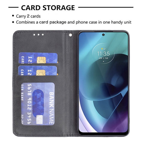 For Motorola Edge X30 / Edge 30 Pro (Motorola Edge+ (2022)) Leather Case with Card Holder Imprinting Pattern Phone Stand Cover