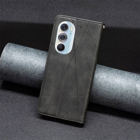 For Motorola Edge X30 / Edge 30 Pro (Motorola Edge+ (2022)) Leather Case with Card Holder Imprinting Pattern Phone Stand Cover