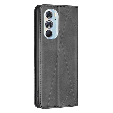 For Motorola Edge X30 / Edge 30 Pro (Motorola Edge+ (2022)) Leather Case with Card Holder Imprinting Pattern Phone Stand Cover