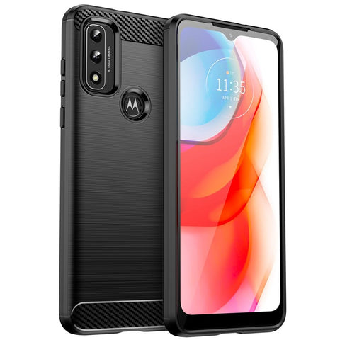 For Motorola Moto G Play (2022) Brushed Carbon Fiber Texture Light Thin TPU Case Well-protected Mobile Phone Cover