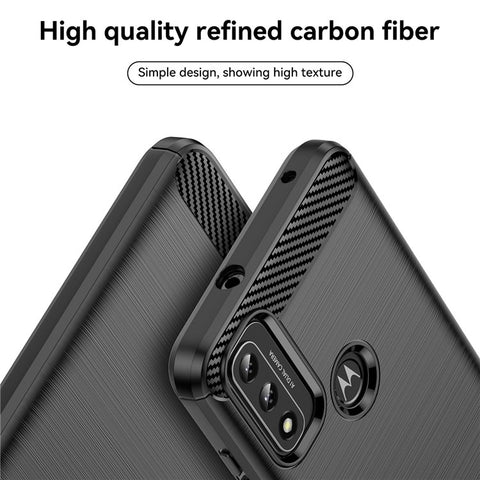 For Motorola Moto G Play (2022) Brushed Carbon Fiber Texture Light Thin TPU Case Well-protected Mobile Phone Cover