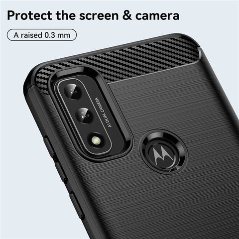 For Motorola Moto G Play (2022) Brushed Carbon Fiber Texture Light Thin TPU Case Well-protected Mobile Phone Cover