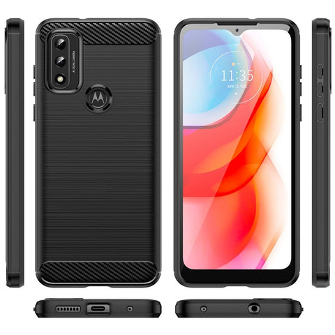For Motorola Moto G Play (2022) Brushed Carbon Fiber Texture Light Thin TPU Case Well-protected Mobile Phone Cover