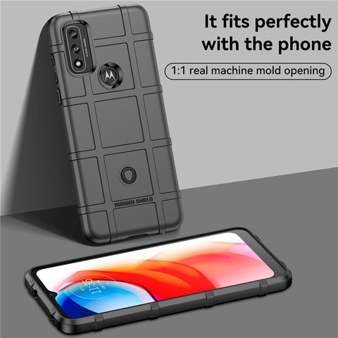 For Motorola Moto G Play (2022) Rugged Square Grid Thickened TPU Case Shockproof Mobile Phone Shell