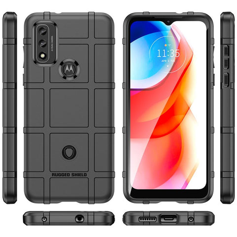 For Motorola Moto G Play (2022) Rugged Square Grid Thickened TPU Case Shockproof Mobile Phone Shell