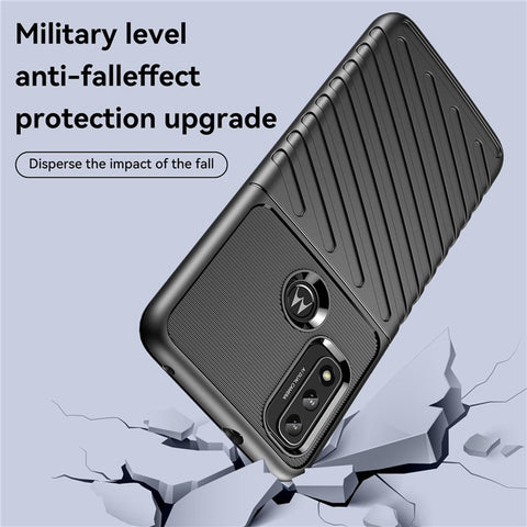 For Motorola Moto G Play (2022) Thunder Series Twill Texture Thickened TPU Case Mobile Phone Protective Cover