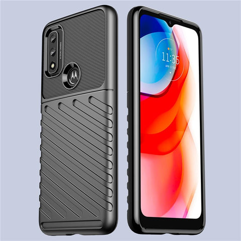 For Motorola Moto G Play (2022) Thunder Series Twill Texture Thickened TPU Case Mobile Phone Protective Cover