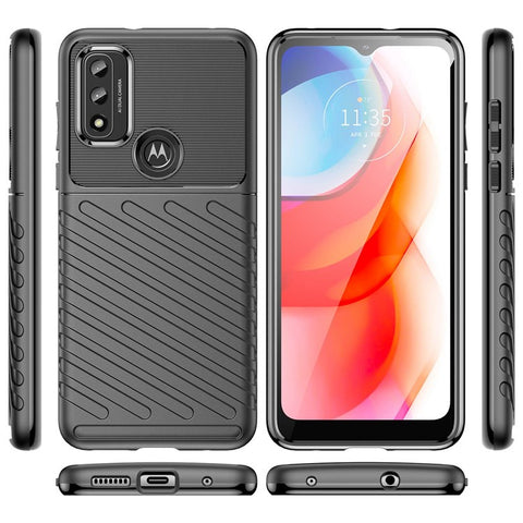 For Motorola Moto G Play (2022) Thunder Series Twill Texture Thickened TPU Case Mobile Phone Protective Cover