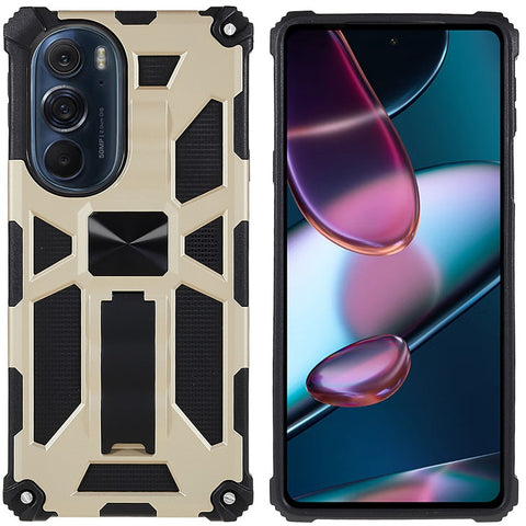 For Motorola Edge 30 Pro (Motorola Edge+ (2022))/Edge X30 PC TPU Combo Armor Cell Phone Case Wear-resistant Drop-proof Kickstand Hybrid Shell