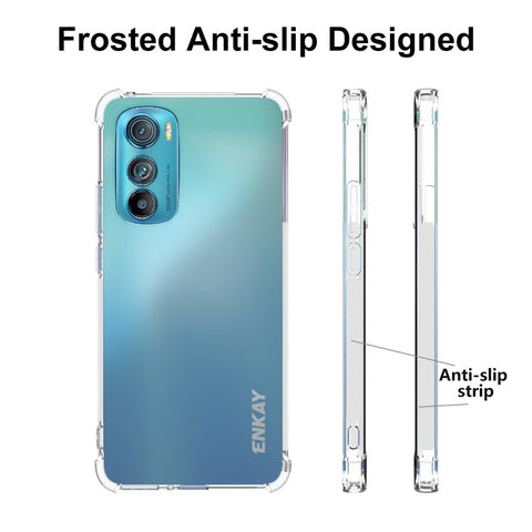 ENKAY HAT PRINCE For Motorola Edge 30 Anti-slip Strip Edge Clear TPU Phone Protective Case with Shockproof Thickened Corners