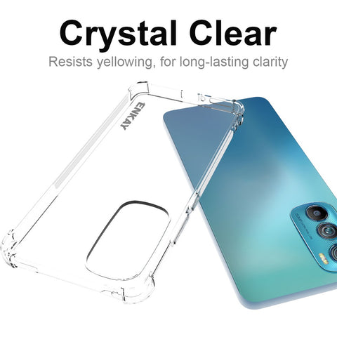 ENKAY HAT PRINCE For Motorola Edge 30 Anti-slip Strip Edge Clear TPU Phone Protective Case with Shockproof Thickened Corners
